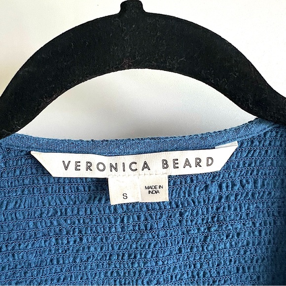 Veronica Beard Cox Smocked Mini Dress in Blue Gauze Cotton Size Small - Picture 6 of 8